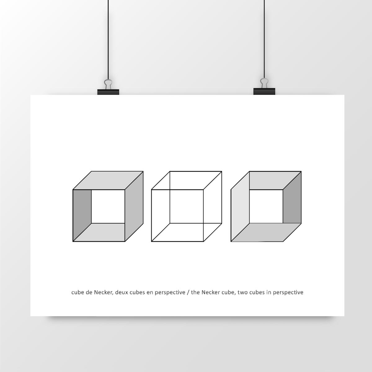 Image front illustration illusion d'optique : Cube de Necker
