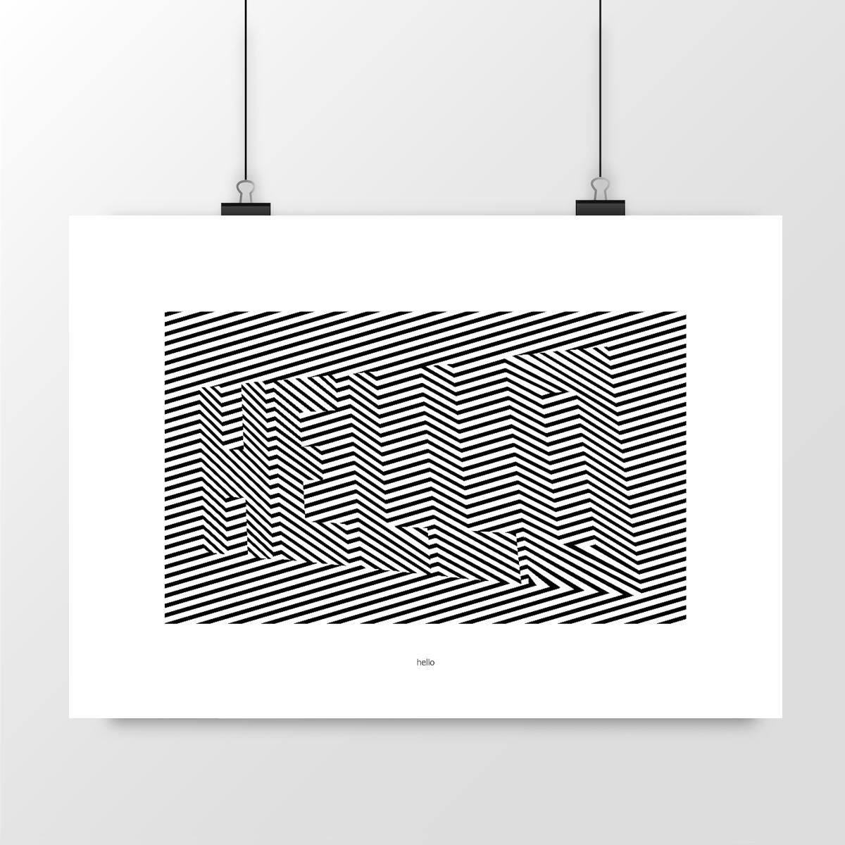 Image front illustration illusion d'optique : HELLO