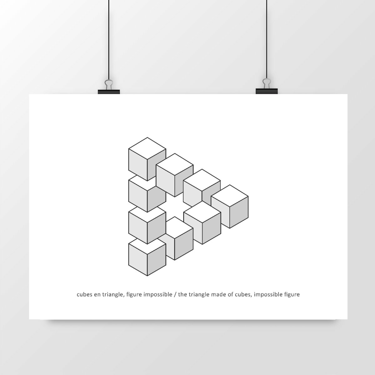 Image front illustration figure impossible : cubes en triangle