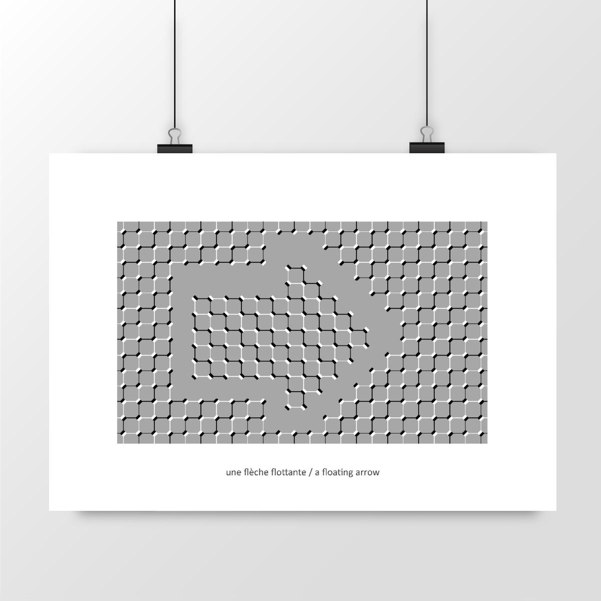 Image front illustration illusion d'optique : une flèche flottante