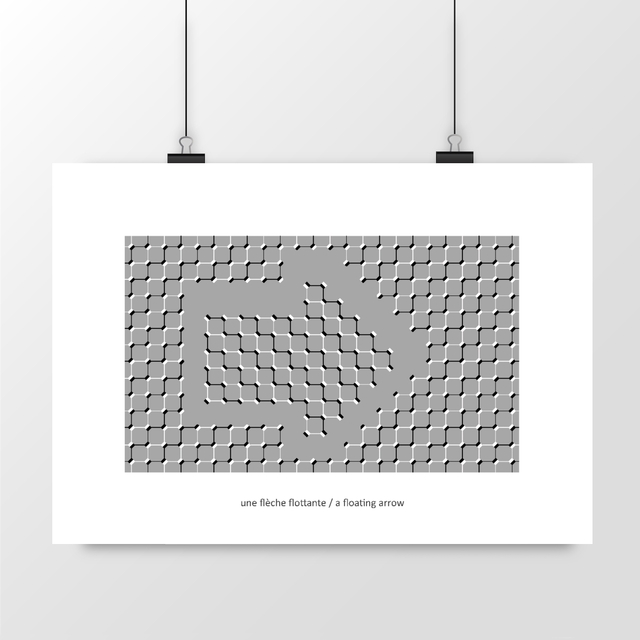 Image front illustration illusion d'optique : une flèche flottante