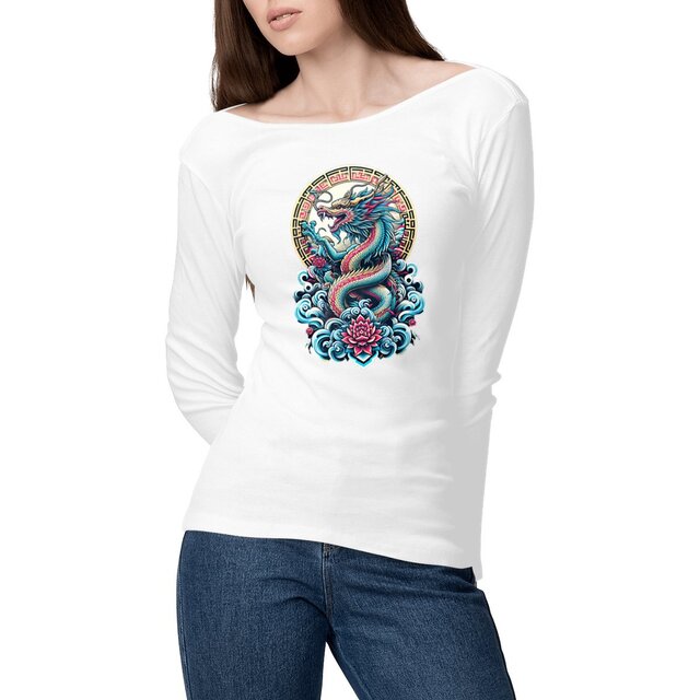 Image front Le dragon bleu au lotus rose 