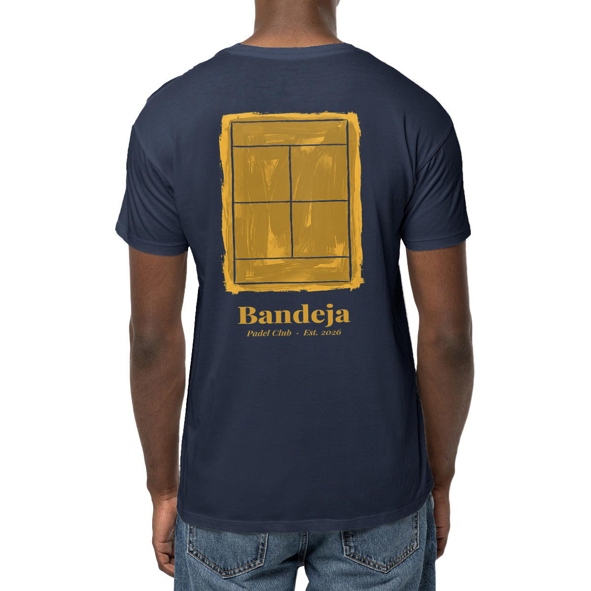 Image front T-shirt leger unisexe padel BANDEJA — Bleu marine