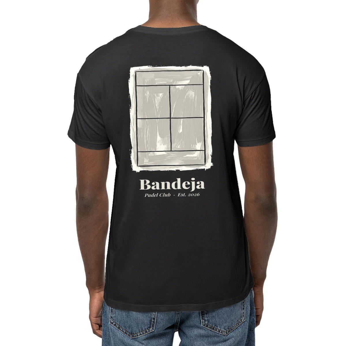 Image front T-shirt leger unisexe padel BANDEJA — Noir