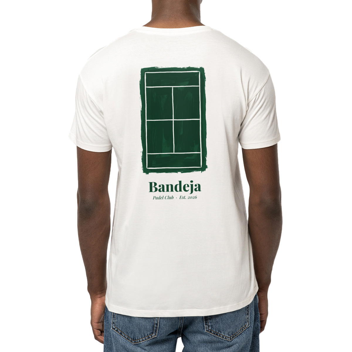 Image front T-shirt leger unisexe padel BANDEJA — Blanc