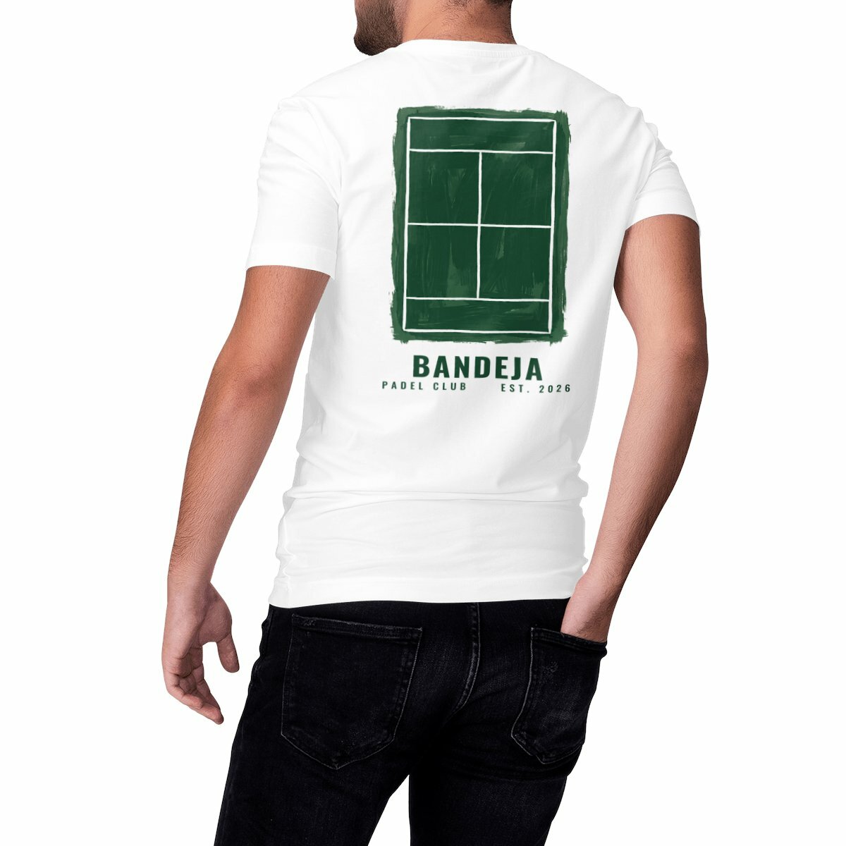 Image front T-shirt padel BANDEJA — Blanc