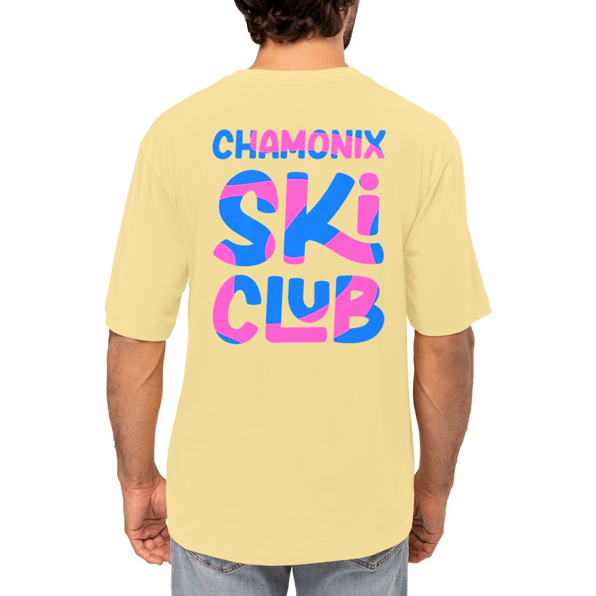 Image front Ski Club Rose / Bleu T-shirt Oversize  