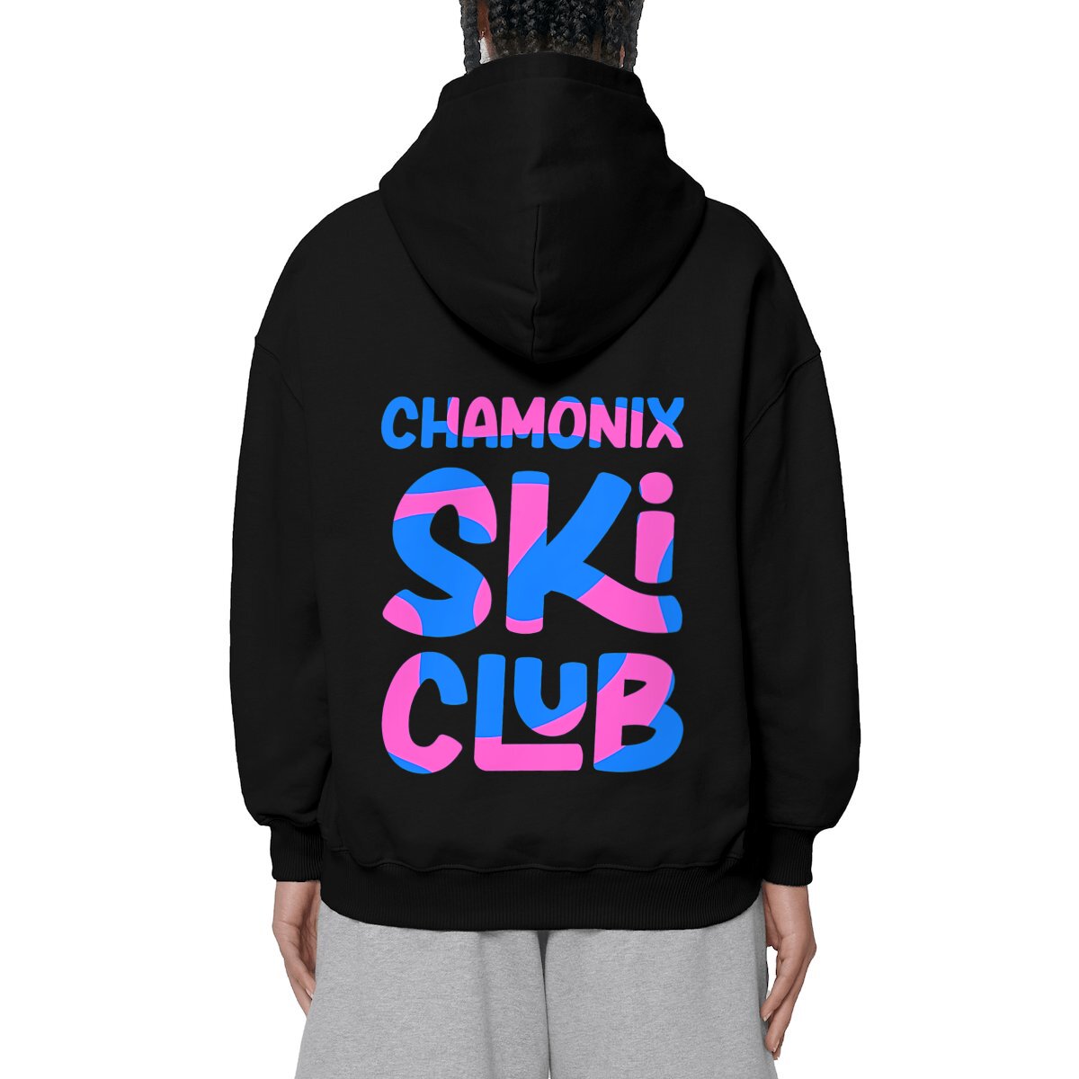 Image front Ski Club Rose / Bleu Capuche Ultra PREMIUM 