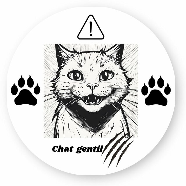 Autocollant Rond - Chat Gentil 