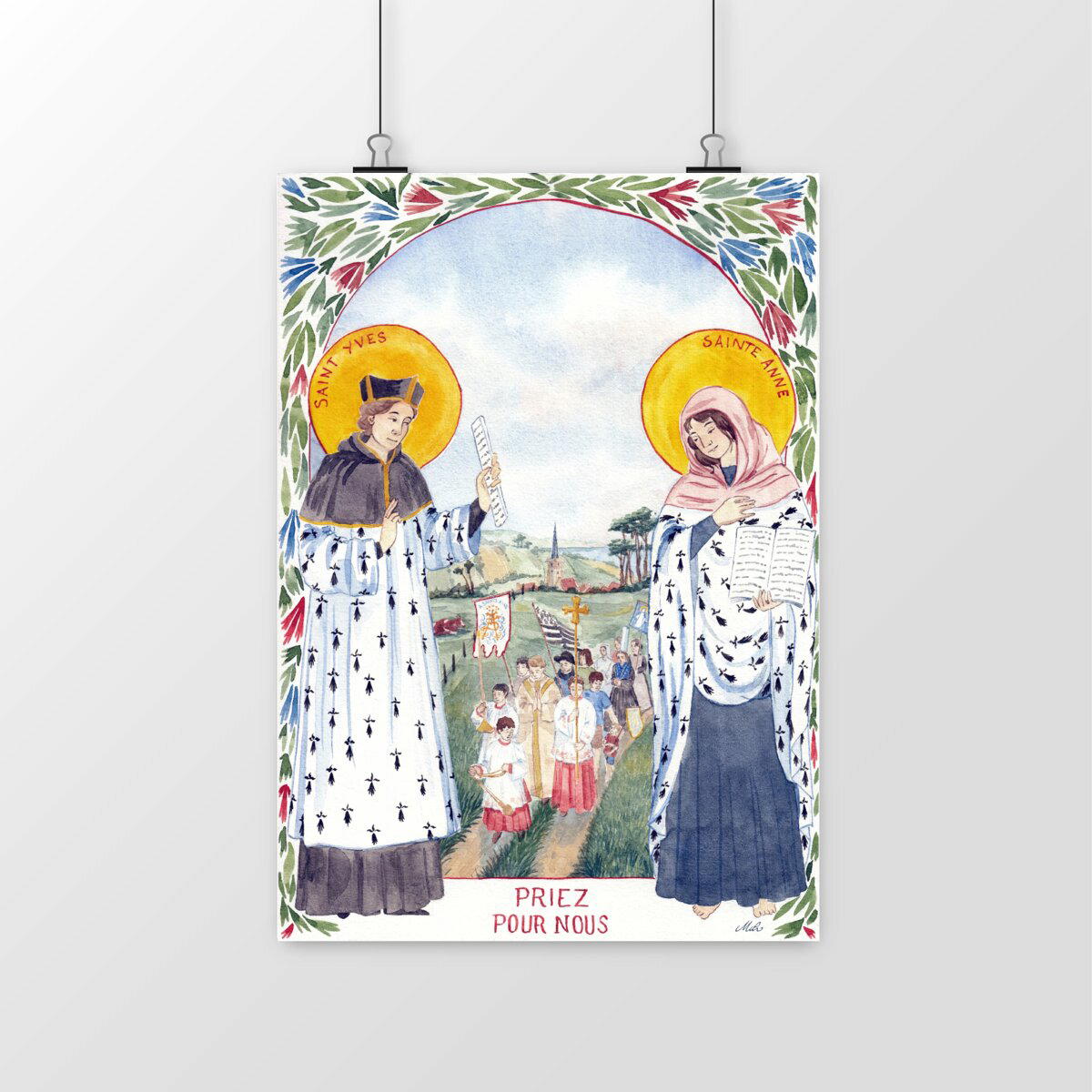 Image front Impression d'aquarelle saints patrons de la Bretagne
