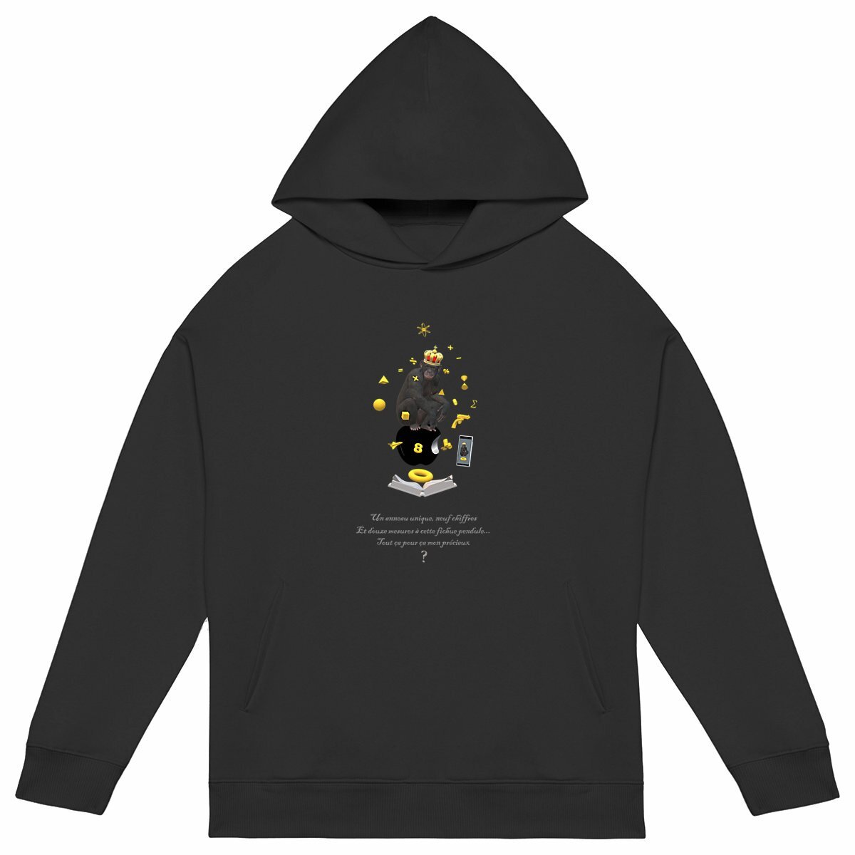 Image back Sweatshirt-graphique-3D-hoodie-oversize-roi-singe-et-mathématiques-caricature