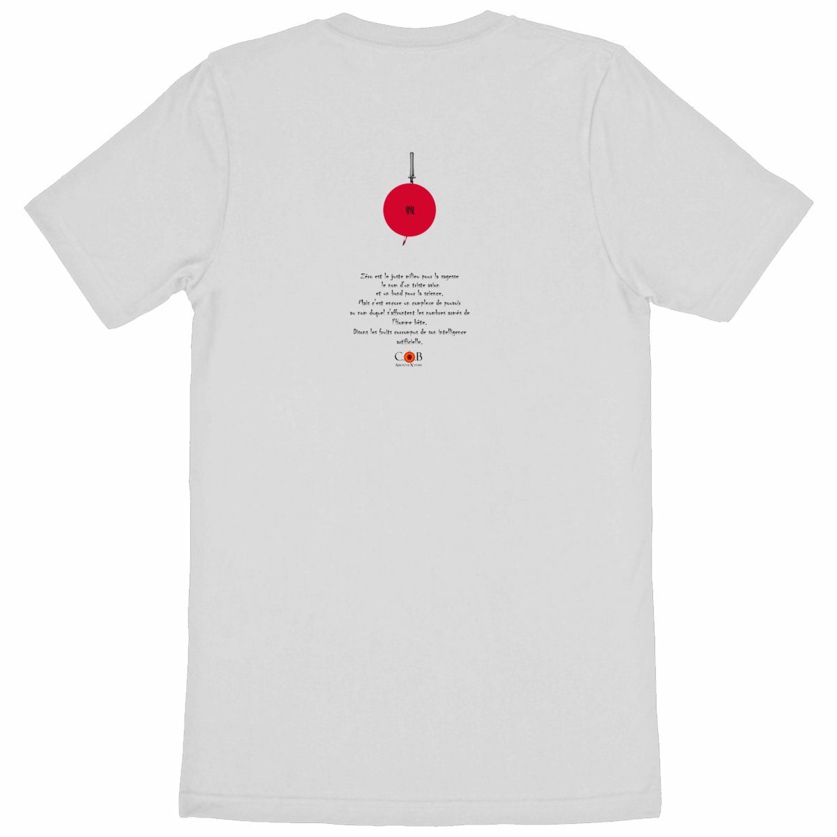 Image back T-shirt-graphique-streetwear-Philosophie-au-point-0-Symbole-kanji-drapeau-japonais-Katana