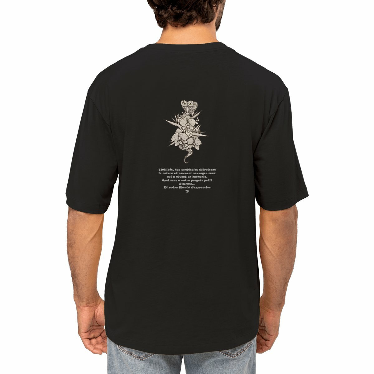 Image front T-shirt-graphique-oversized-Snake-La-philosophie-du-serpent