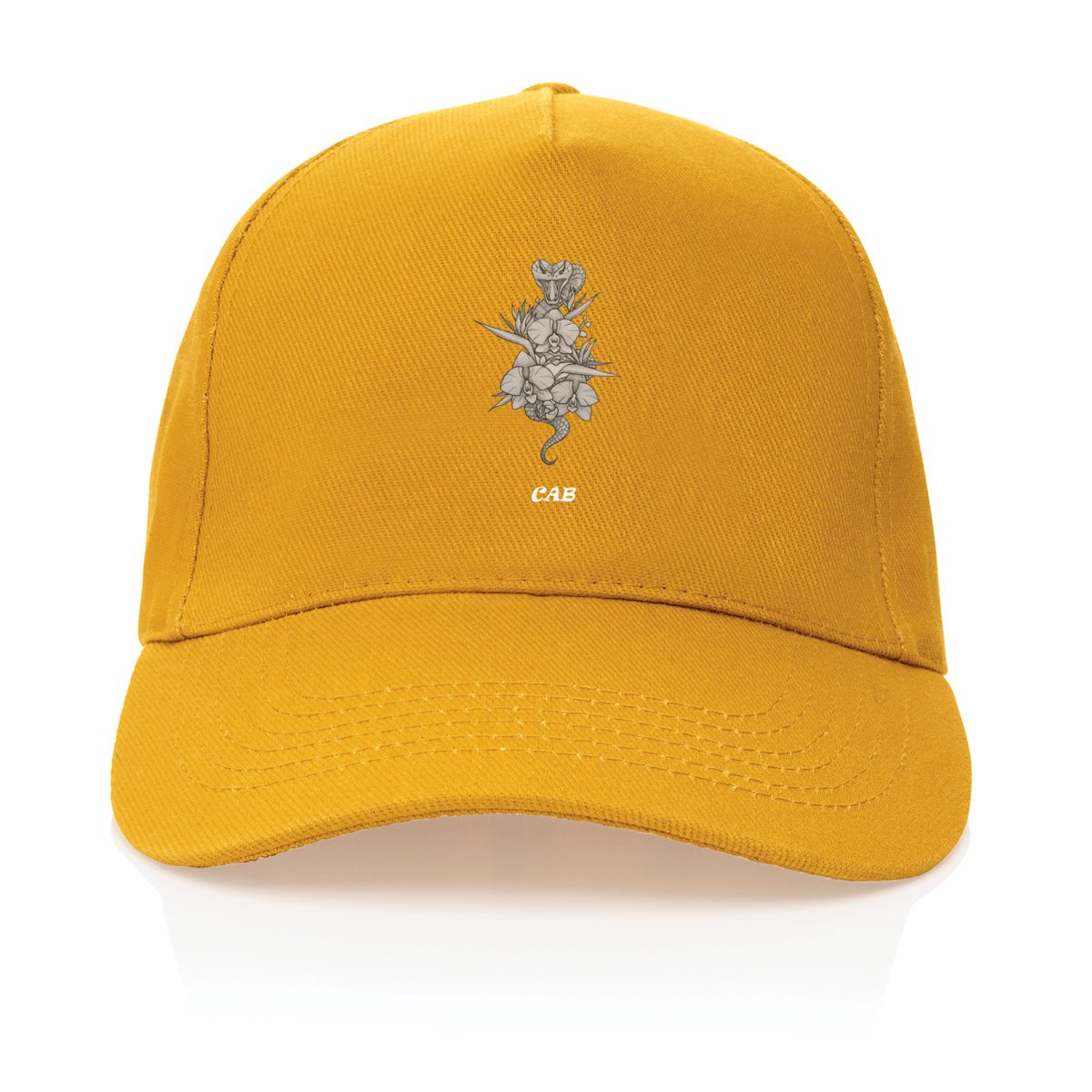 Image front Casquette-graphique-CAB-snake-motif- serpent-et-orchidées