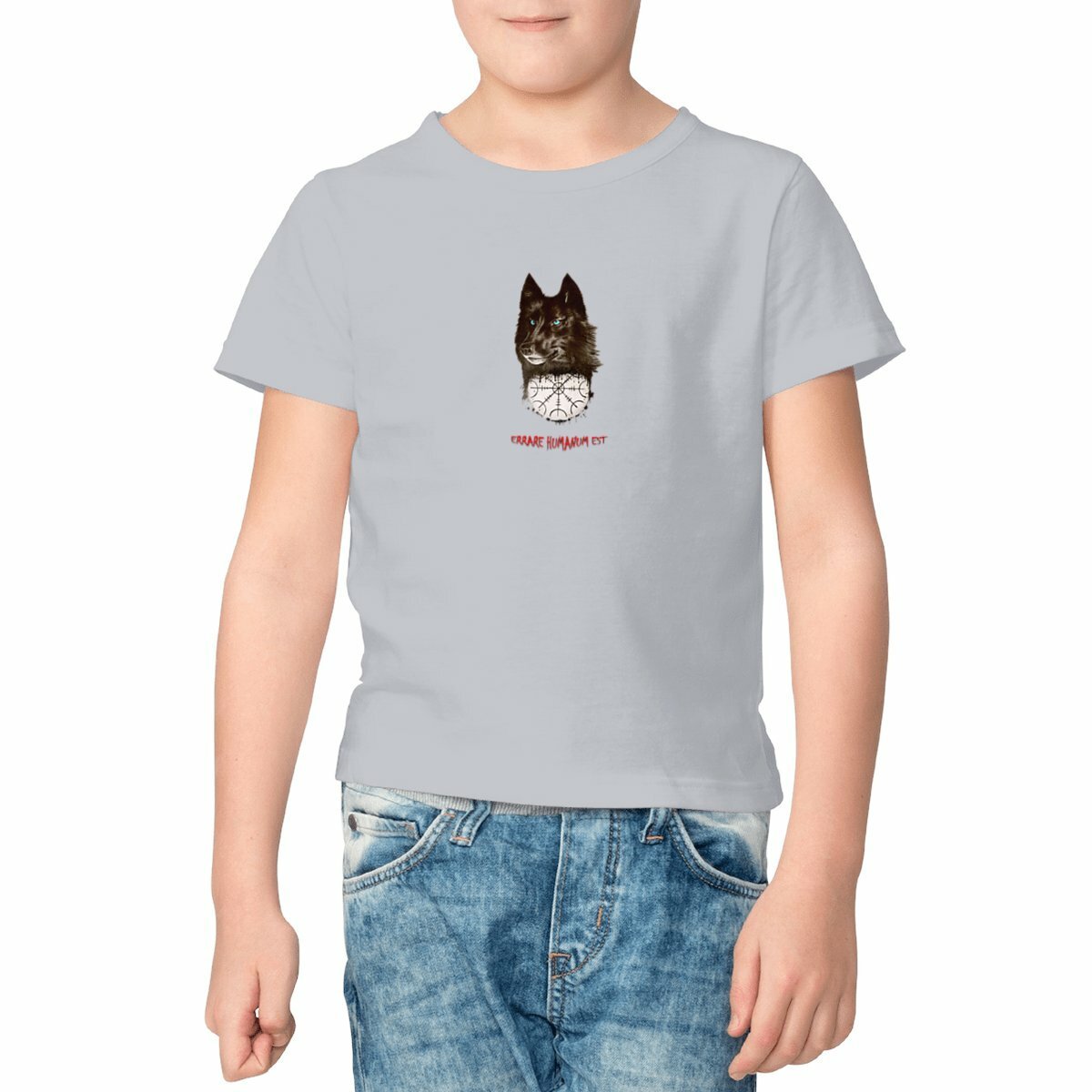 Image front T-shirt-enfant-écoresponsable-CAB-WOLF-Philosophie-du-loup-noir