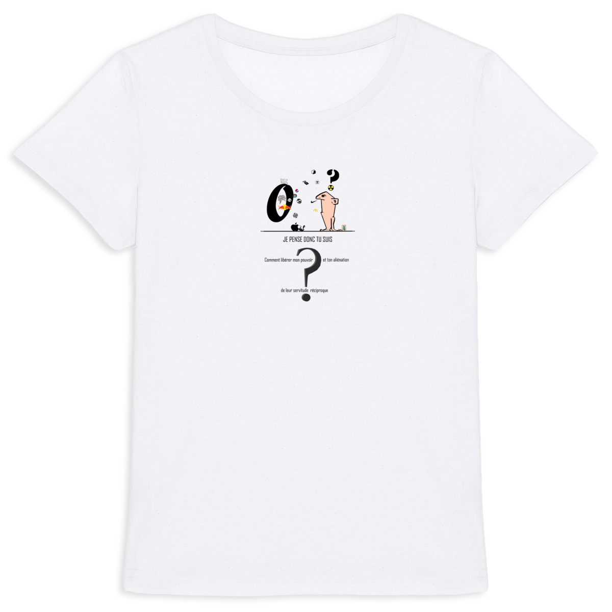 Image back T-shirt-graphique-original-Thème-du-libre-arbitre-Je-pense-donc-tu-suis