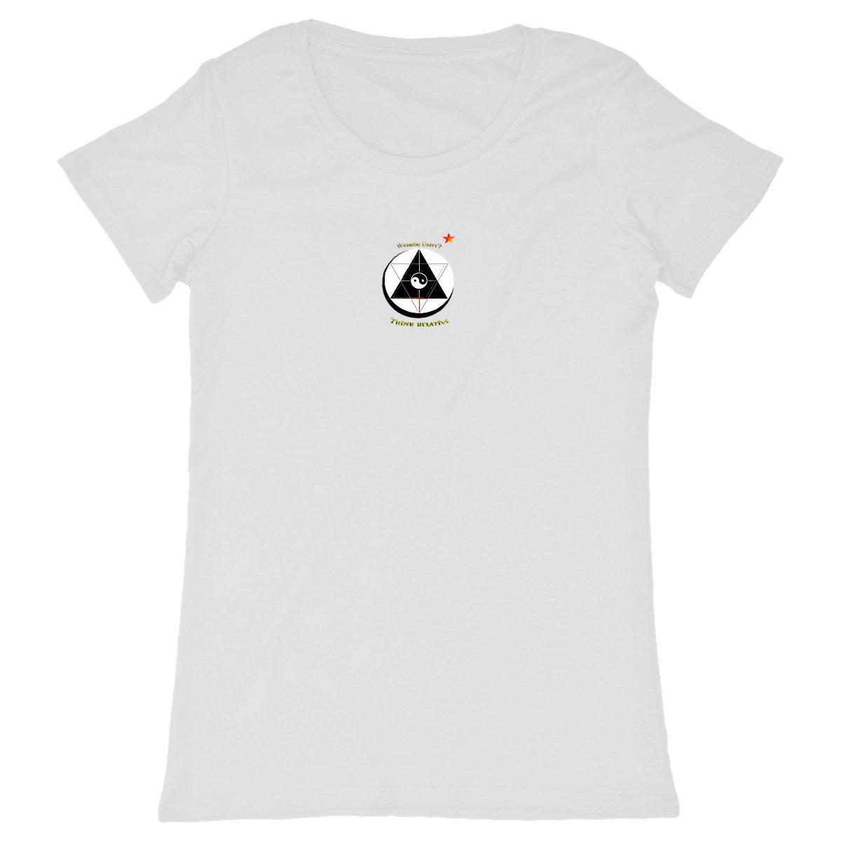 Image back T-shirt graphique modèle femme - Yin yang en milieu conflictuel - Streetwear philosophique