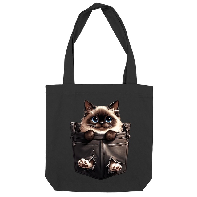 Image front Totebag Épais Recyclé - "Dans la poche" : Birman 
