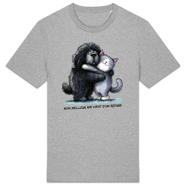 Image front T-shirt Unisexe Confort Bio - "Mon meilleur ami vient d'un refuge"