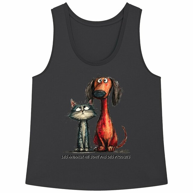 Image front  Débardeur Femme Bio Ample - "Les animaux ne sont pas des produits"