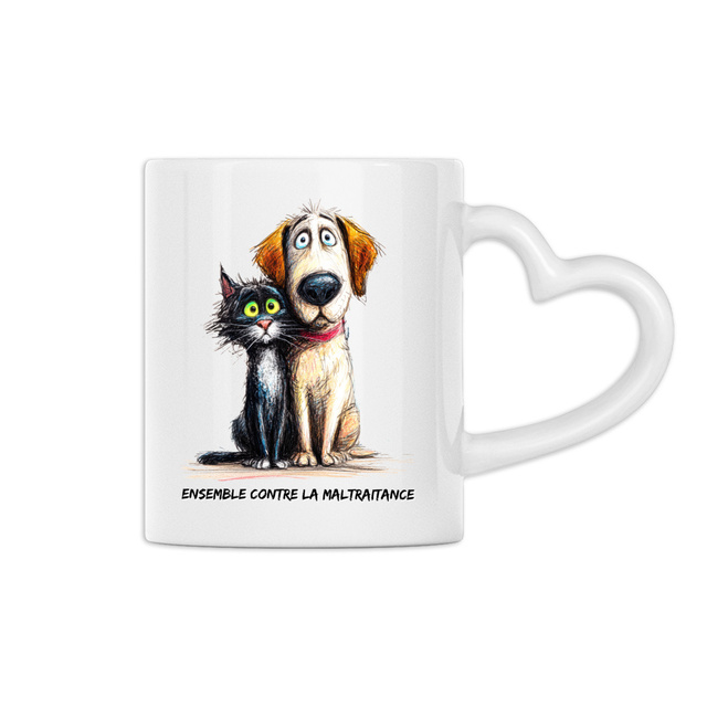 Image front Mug Anse Cœur Panoramique - "Ensemble contre la maltraitance"