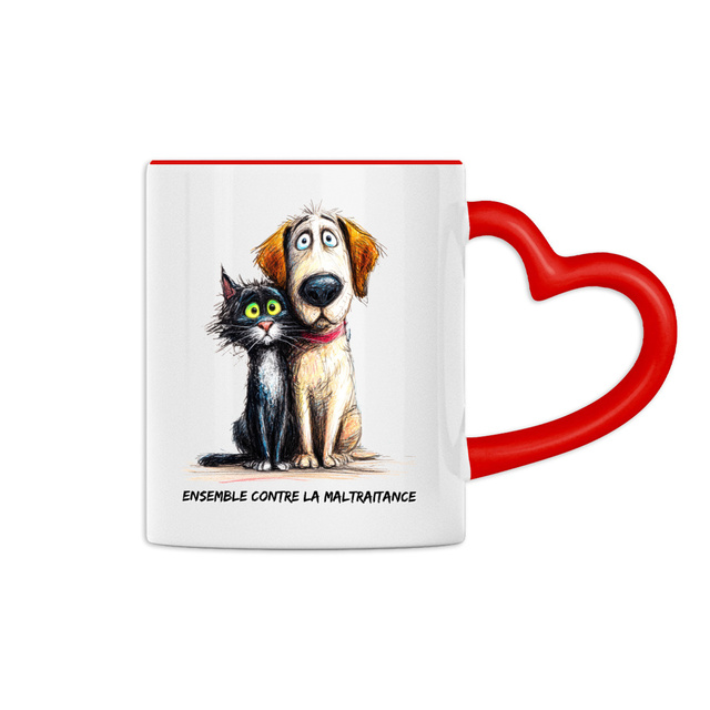 Image front Mug Anse Cœur Panoramique - "Ensemble contre la maltraitance"