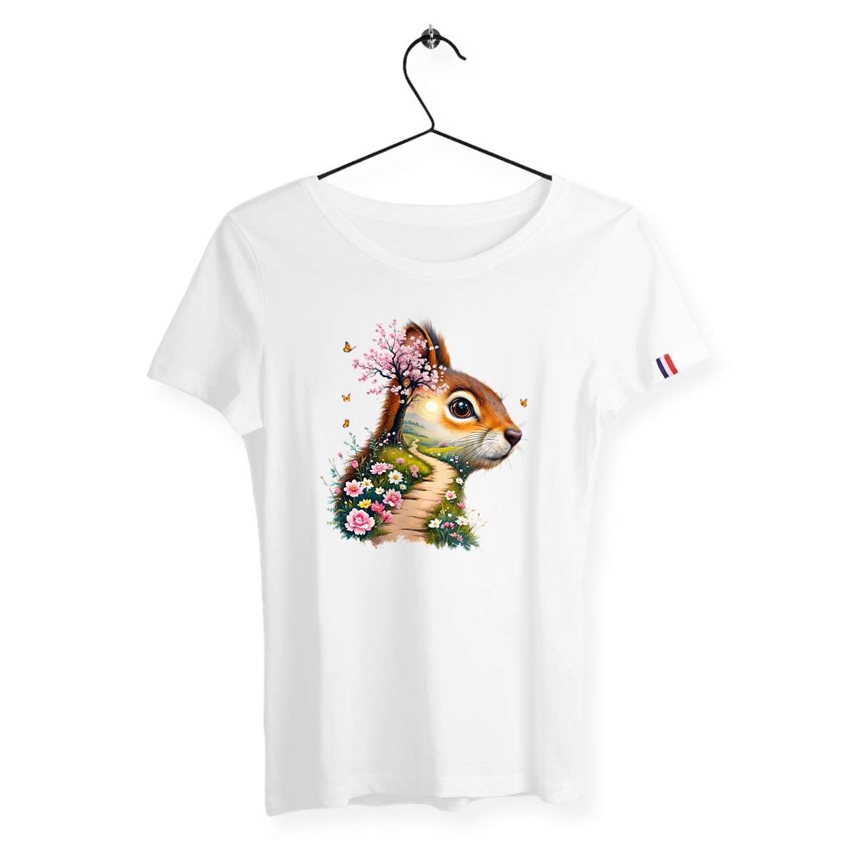 Image front T-shirt Femme Bio Made in France - "La Voie du Bonheur Ours"