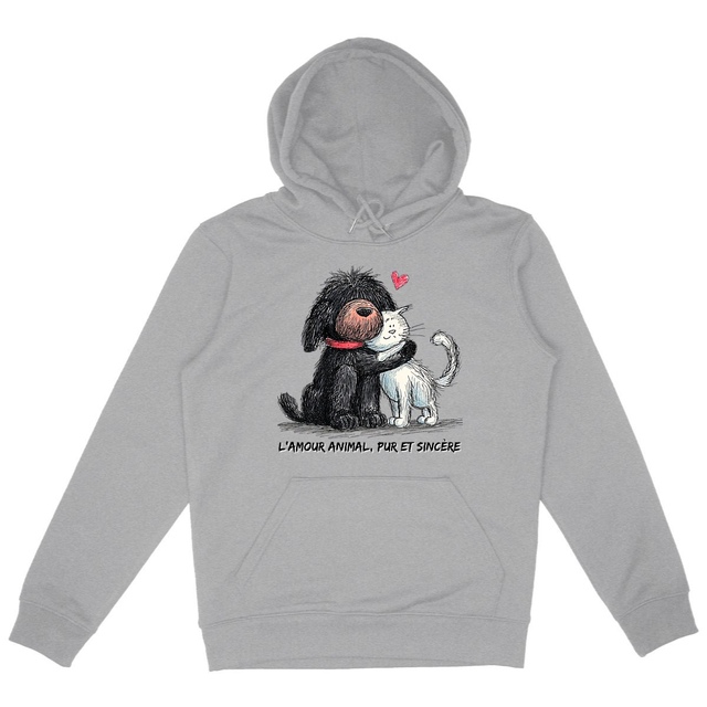 Image front Sweat à capuche Confort Unisexe Bio - "L'amour animal, pur et sincère"