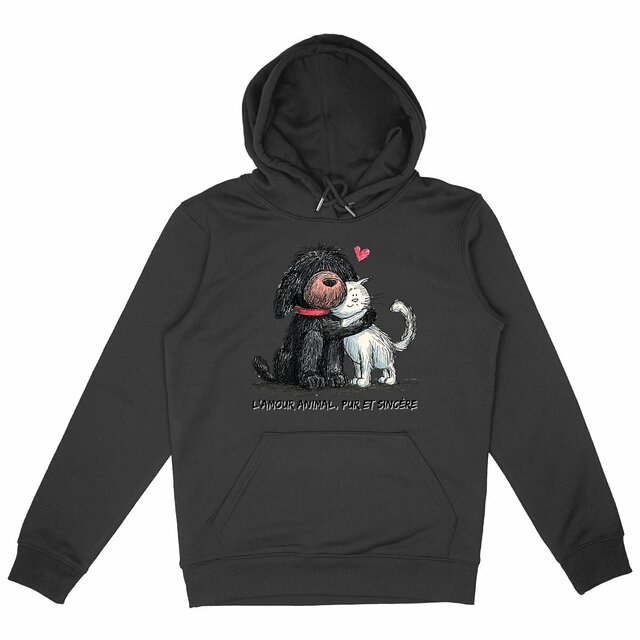 Image front Sweat à capuche Confort Unisexe Bio - "L'amour animal, pur et sincère"