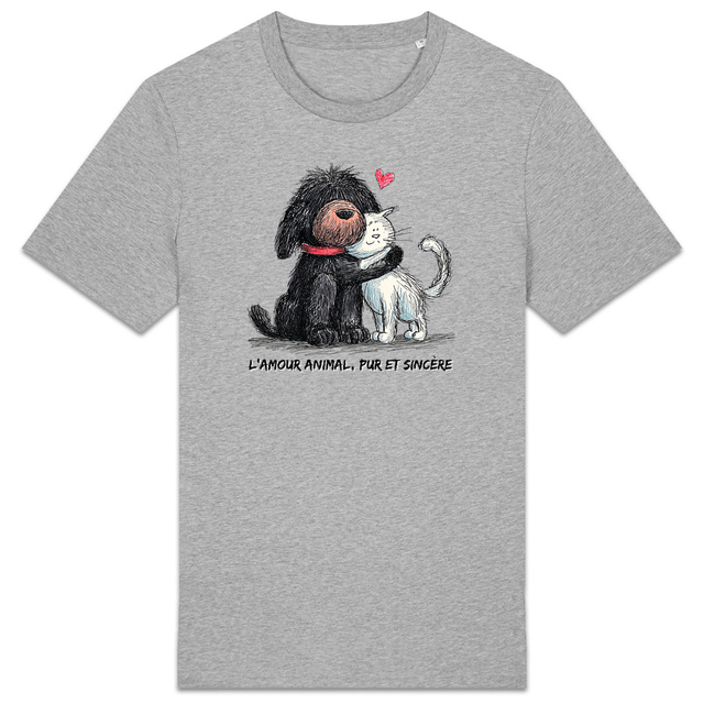 Image front T-shirt Unisexe Confort Bio - "L'amour animal, pur et sincère"