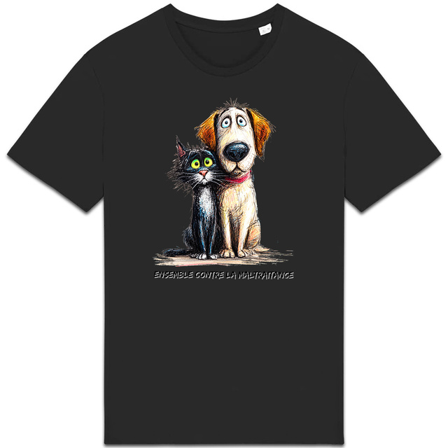 Image front T-shirt Unisexe Confort Bio - "Ensemble contre la maltraitance"