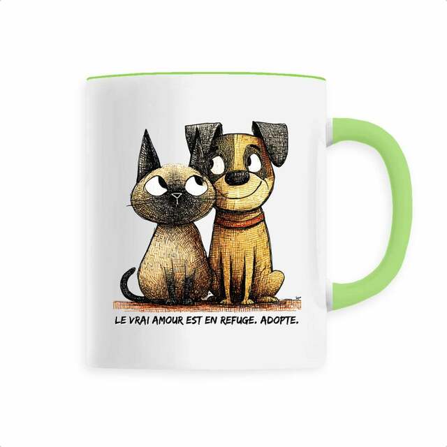 Image front Mug Céramique - "Le Vrai Amour est en Refuge. Adopte !" 