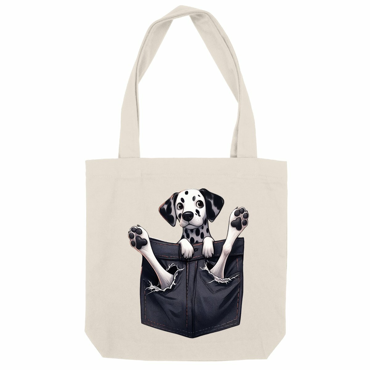 Image front Totebag Épais Recyclé - "Dans la poche" : Scottish Fold Curieux