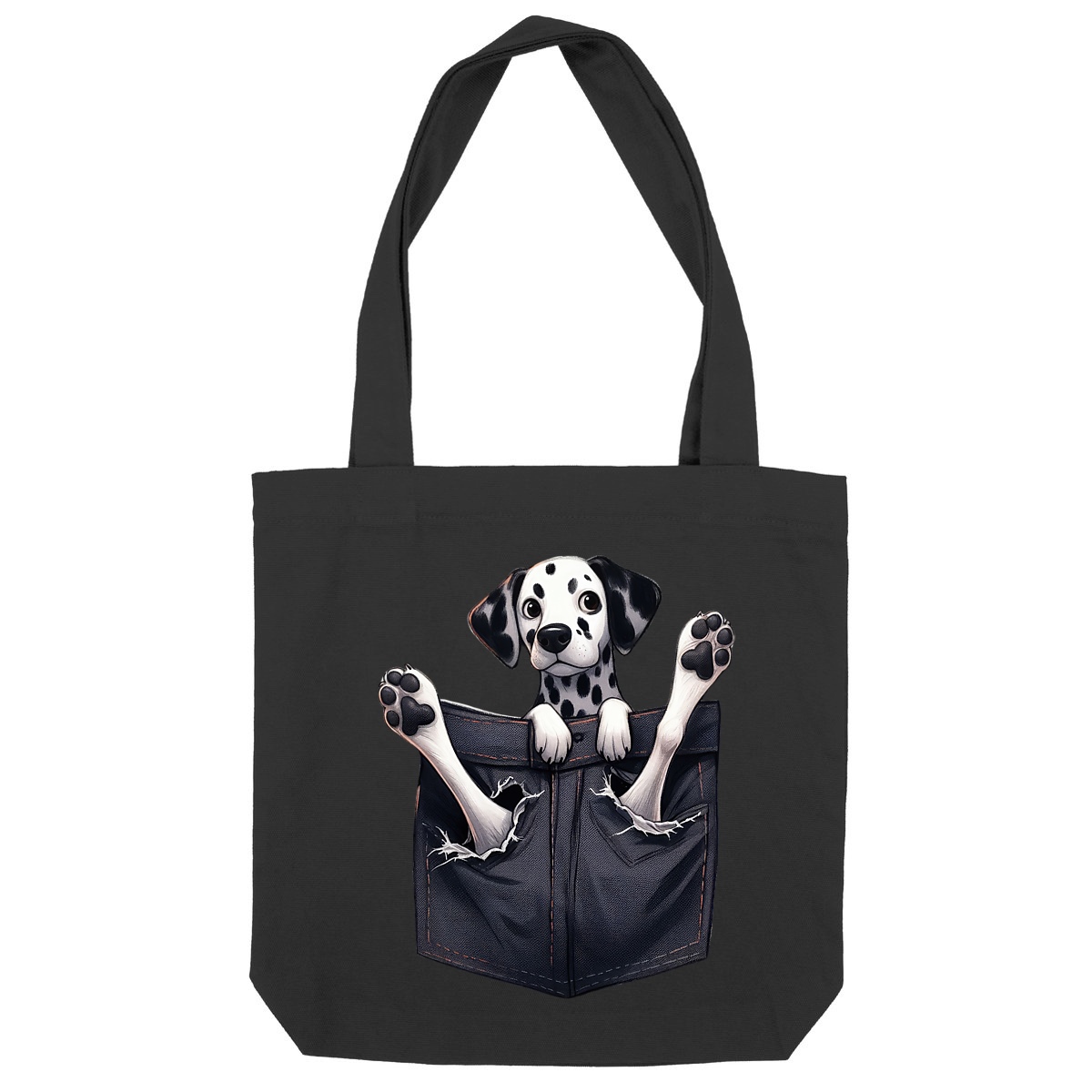 Image front Totebag Épais Recyclé - "Dans la poche" : Scottish Fold Curieux