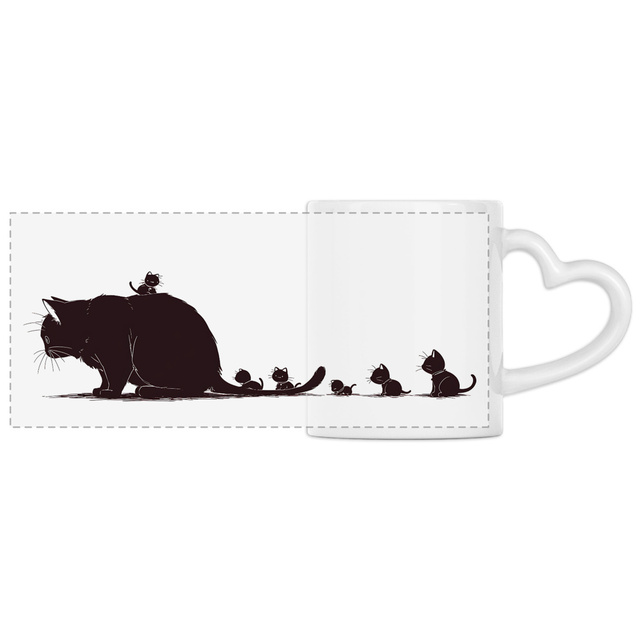 Image front Mug Anse Cœur Panoramique - "Une famille féline pour l'autre !"2