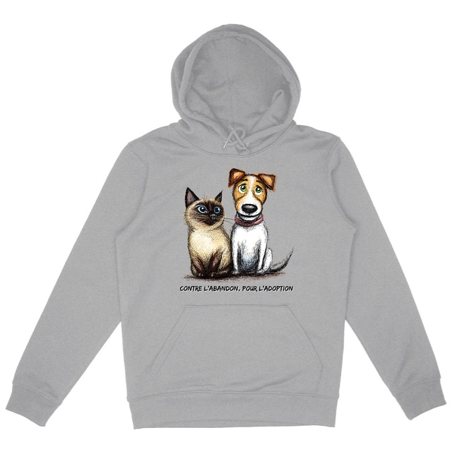 Image front Sweat à capuche Confort Unisexe Bio - "Contre l'abandon, pour l'adoption"