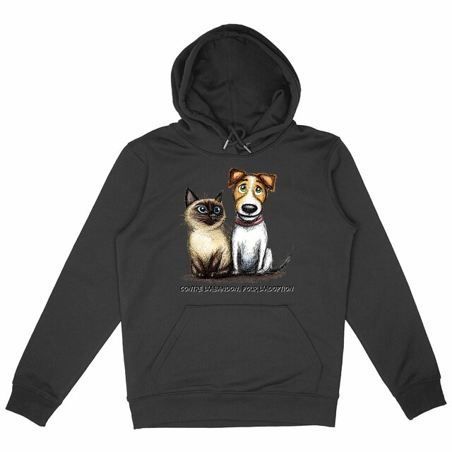 Image front Sweat à capuche Confort Unisexe Bio - "Contre l'abandon, pour l'adoption"