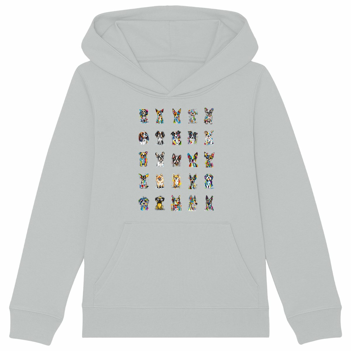 Image front Sweat à capuche Enfant Confort Bio -"Câlin entre Amis Chien & Chat"