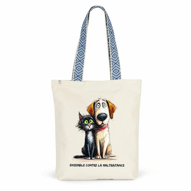 Image front Totebag Ethnique Recyclé - "Ensemble contre la maltraitance"