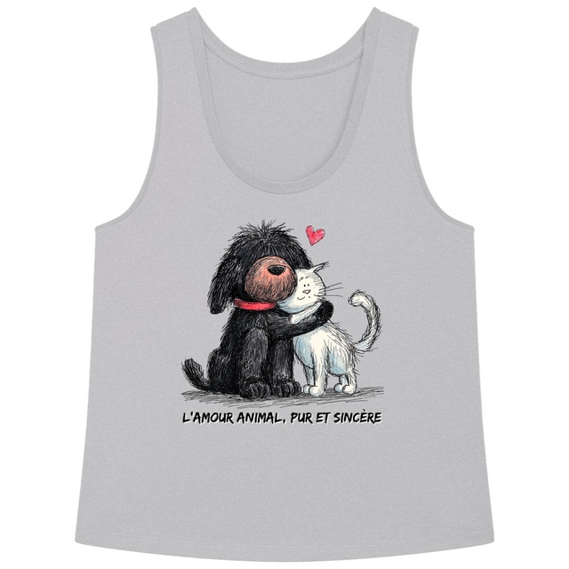 Image front Débardeur Femme Bio Ample - "L'amour animal, pur et sincère" 