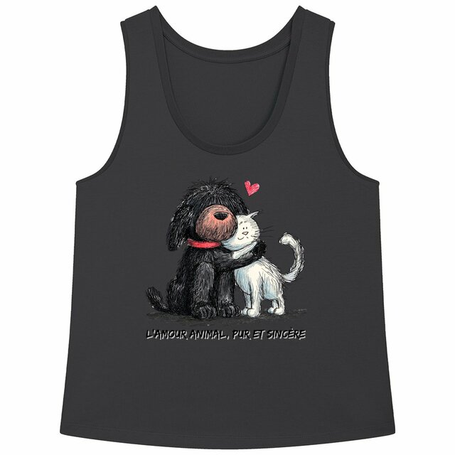 Image front Débardeur Femme Bio Ample - "L'amour animal, pur et sincère" 