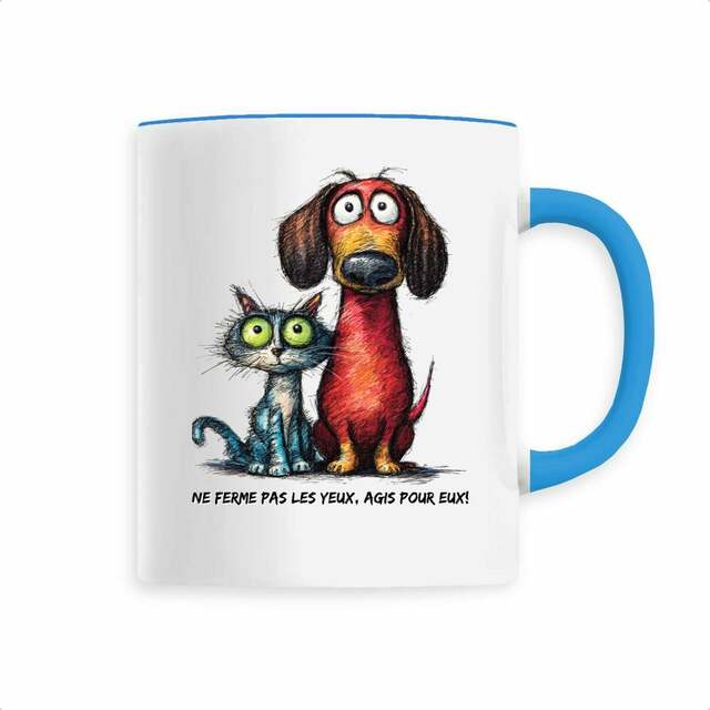 Image front Mug Céramique - "Ne ferme pas les yeux, Agis pour eux!"