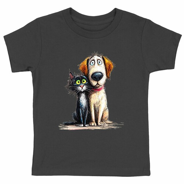 Image front  T-shirt Enfant Confort Bio - "Duo Solidaire Chien & Chat"