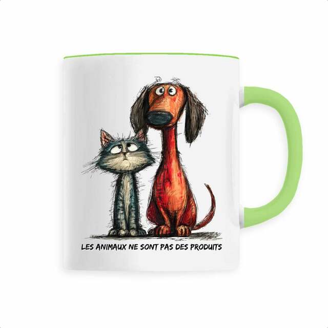 Image front Mug Céramique - "Les animaux ne sont pas des produits"
