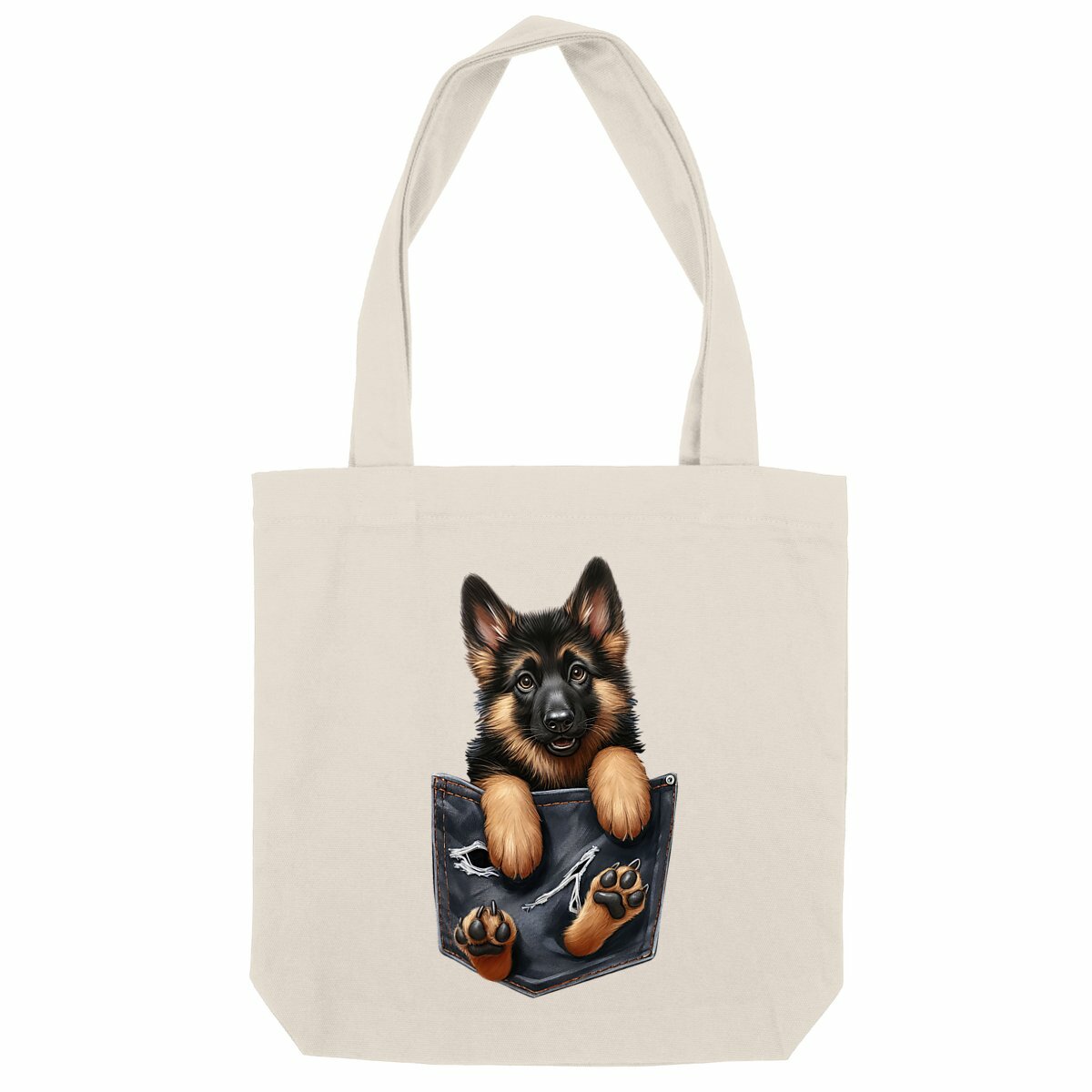 Image front Totebag Épais Recyclé - "Dans la poche" : Chaton Persan Farceur