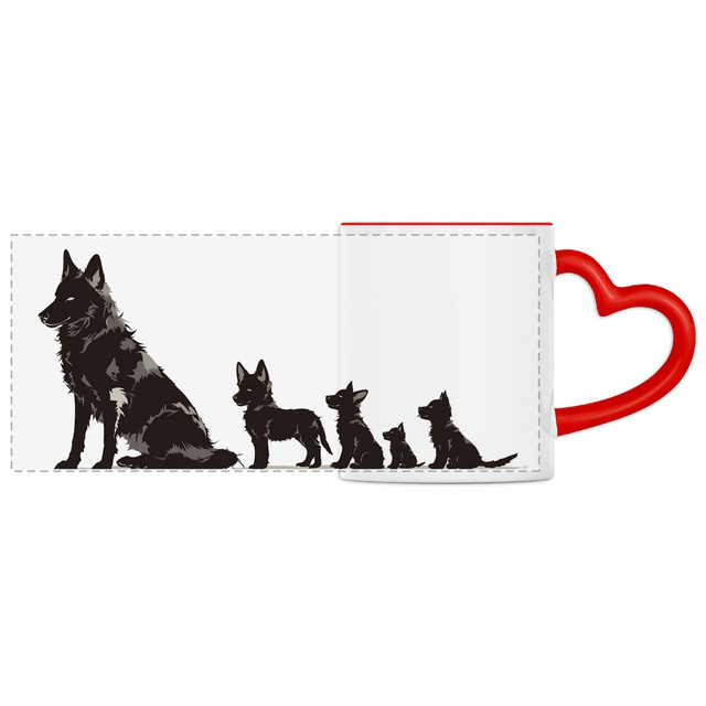 Image front Mug Anse Cœur Panoramique - "Une famille qui a du chien !"1
