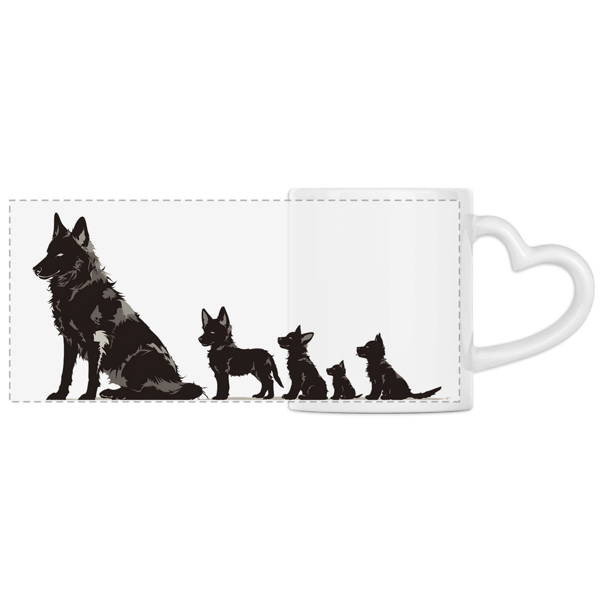 Image front Mug Anse Cœur Panoramique - "Le Vrai Amour est en Refuge. Adopte !" 