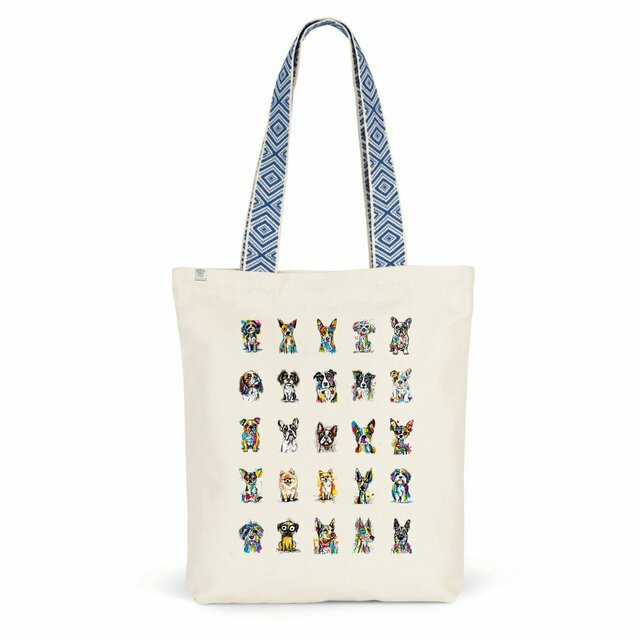 Image front Totebag Ethnique Recyclé - "Team Chiens"