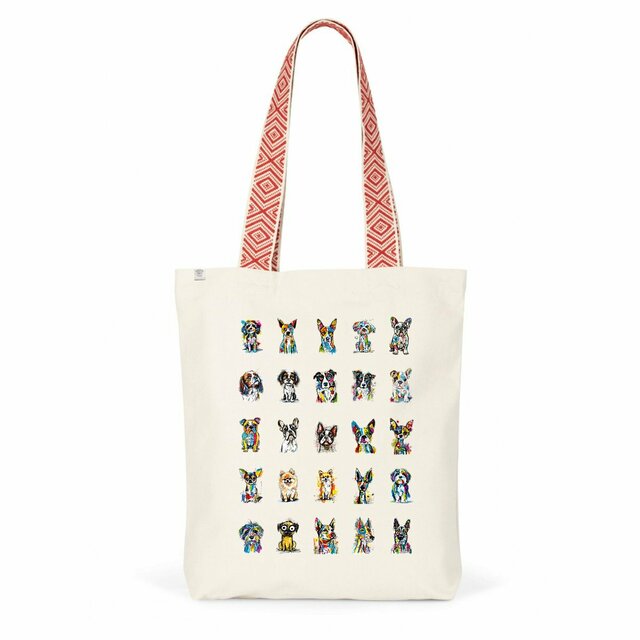 Image front Totebag Ethnique Recyclé - "Team Chiens"