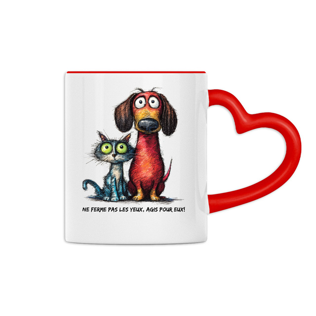 Image front Mug Anse Cœur - "Ne ferme pas les yeux, Agis pour eux!" 